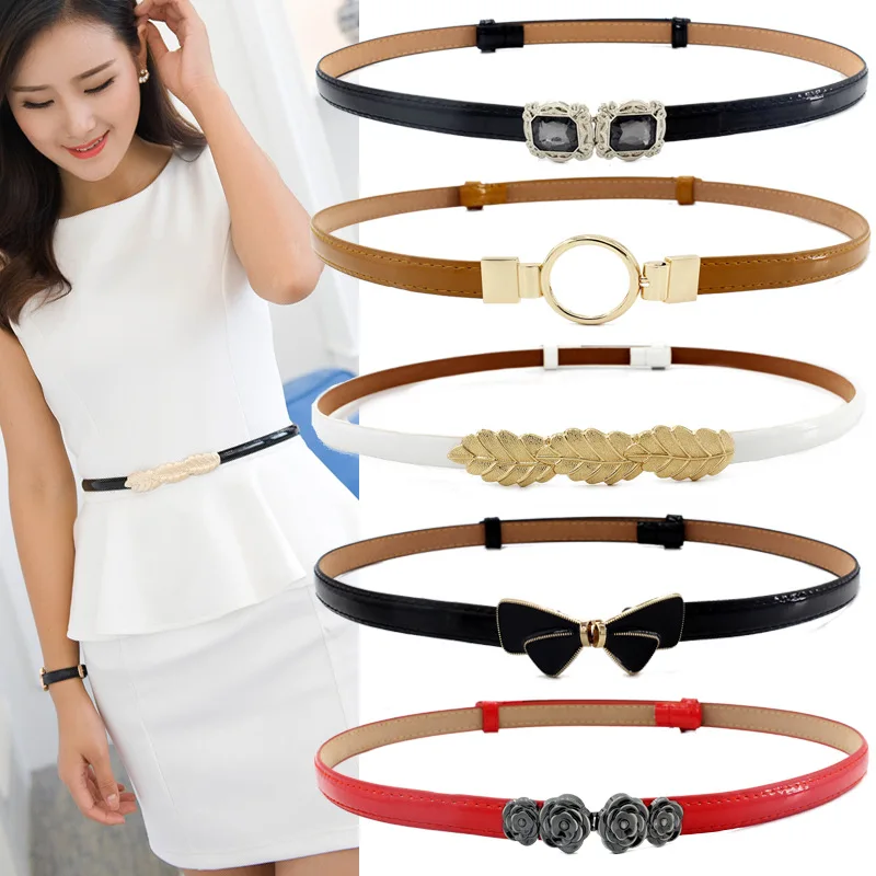 Top Trends: 55 Styles Fashion Women Fine Belts Adjustable Design PU Leather Strap Candy Colors All-Match Female For Dress Cute Waistband Shoppable Styles