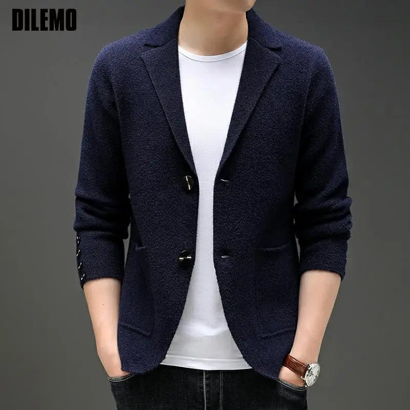 Top Trends: Top Grade New Brand Fashion Knit Blazer Mens Top Cardigan Slim Fit Sweater Autum Winter Casual Coats Jacket Mens Clothes 2023 Shoppable Styles