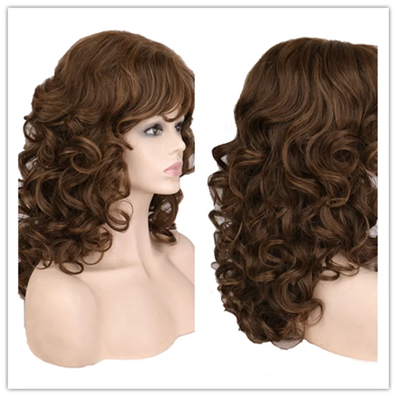 Top Trends: SuQ Classic Curly Wig Hair Synthetic Natural For Women Cosplay Brown WIth Blonde Heat Resistant Daily Wigs Shoppable Styles