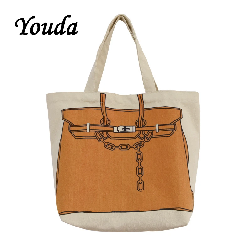 Top Trends: Youda Original Design Fashion Printing Large Capacity Handbag Classic Style Ladies Shopping Bag Casual Simple Women's Tote Shoppable Styles