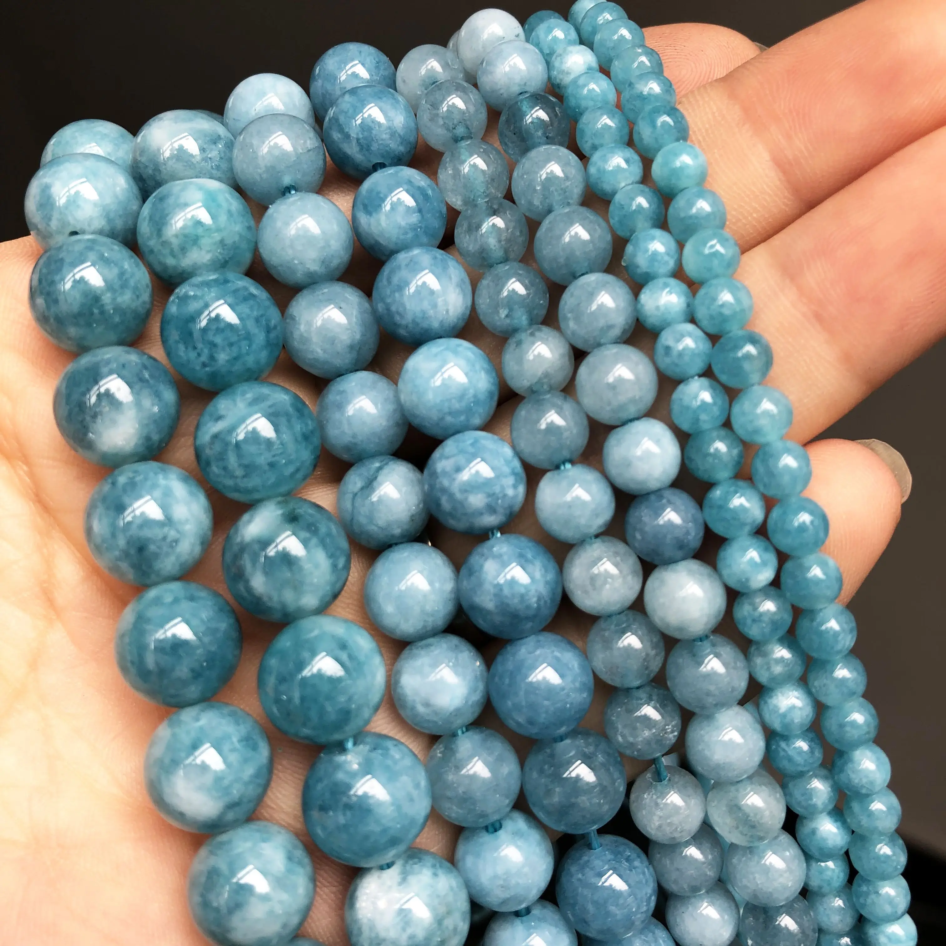 Top Trends: Natural Stone Dark Blue Chalcedony Jades Beads Round Loose Spacer Beads For Jewelry Making 4 / 6 / 8 / 10 / 12mm DIY Handmade Bracelets Shoppable Styles