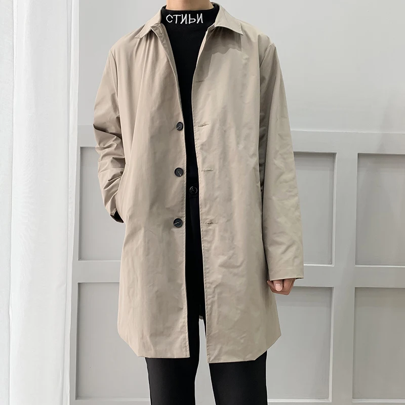 Top Trends: M-5XL Plus Size Men's Trench Coat Loose Fit Long Lapel Single Breasted Windbreaker Jacket Button Overcoat Men Clothing XXXXXL Shoppable Styles - Image 4