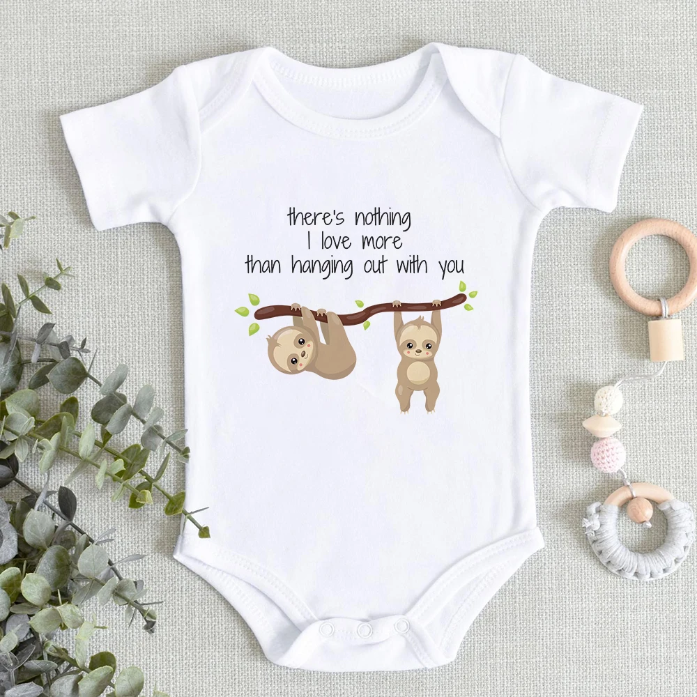 Top Trends: Funny Animal Baby Girl Boy Bodysuit Sloth Print Cartoon Newborn Clothes Short Sleeve Fashion Toddler Jumpsuits Ropa Bebe Niña Shoppable Styles