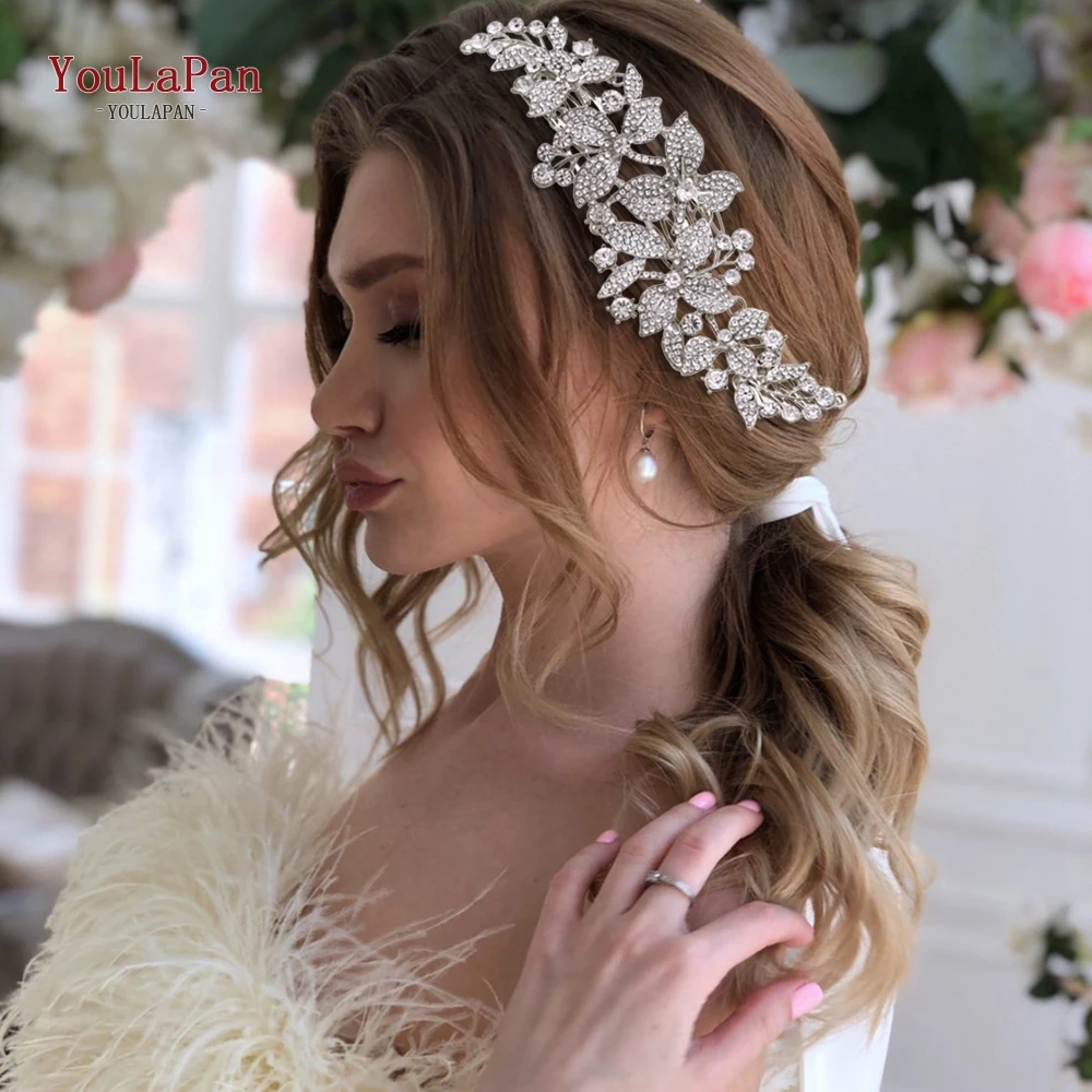 Top Trends: TOPQUEEN HP301 Indian Bridal Hair Accessories Alloy Flower Bridal Crowns And Tiaras Silver Hair Pieces Wedding Hair Jewelry Shoppable Styles