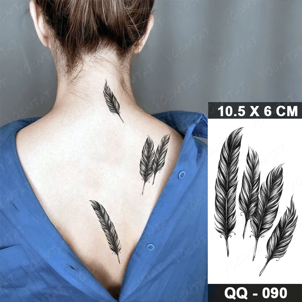 Top Trends: Henna Waterproof Temporary Tattoo Sticker Black Feather Cute Child Wrist Ankle Sexy Tattoos Body Art Flash Fake Tatoo Women Men Shoppable Styles - Image 4