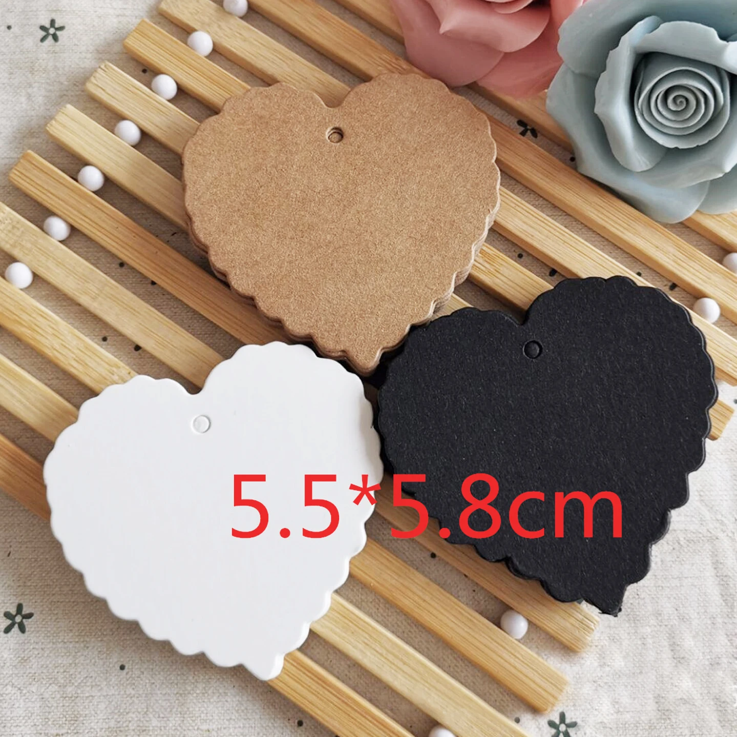 Top Trends: 50pcs 5.5x5.8cm Labels Paper Card Hang Tags Love Heart Blank Kraft Cards For Jewelry Packaging DIY Wedding Party Couples Gifts Shoppable Styles - Image 2