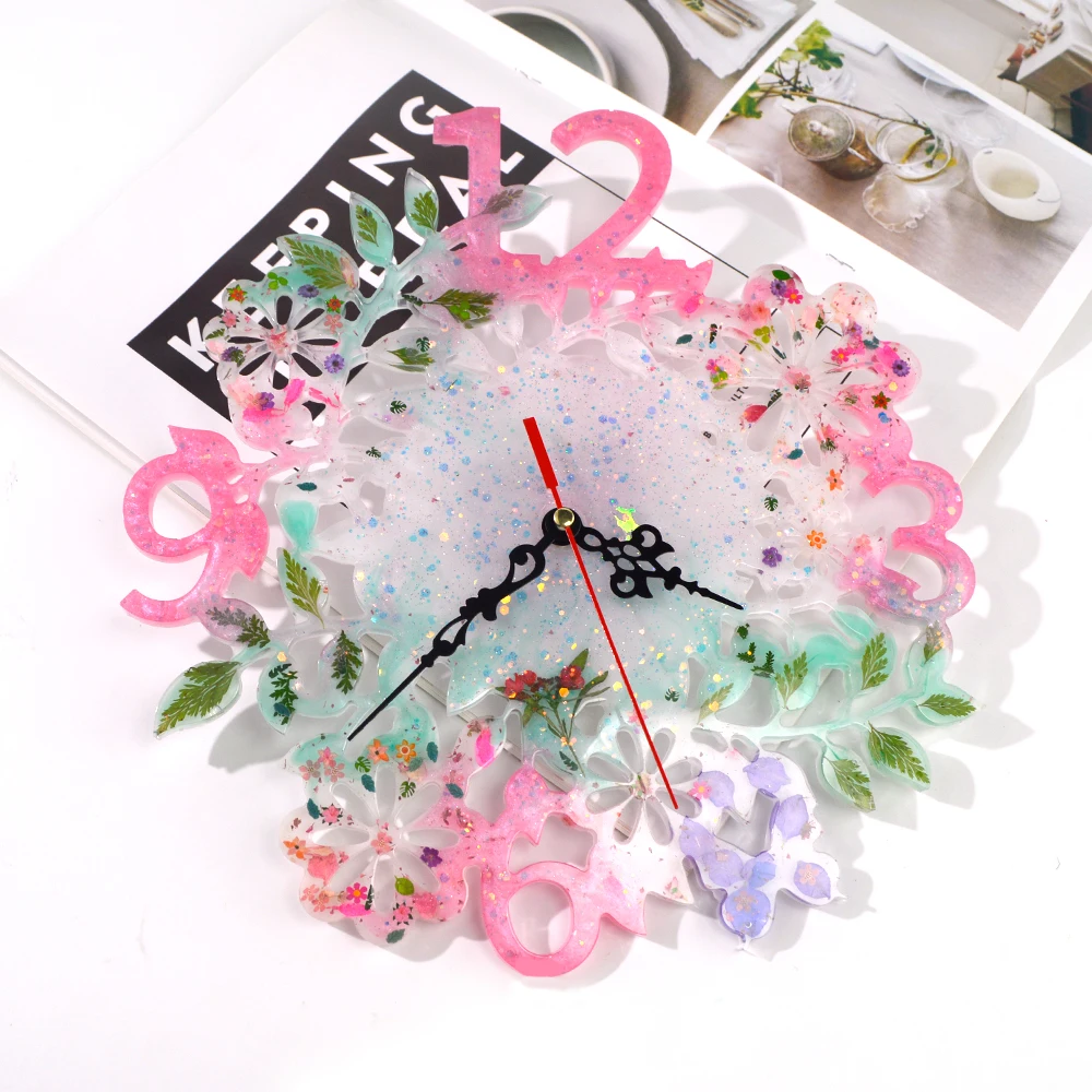 Top Trends: 2021 New Style 26 / 32cm Big Size Flower Shape Clock Moule Silicone Epoxy Resin Molds Handmade Tool DIY Jewellery Making Supplies Shoppable Styles