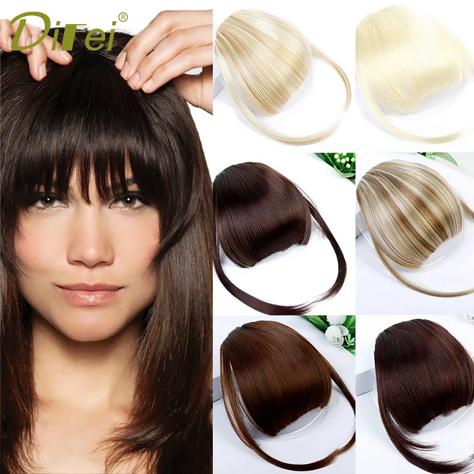 Top Trends: DIFEI Black Brown Fake Fringe Clip In Bangs Hair Extensions With High Temperature Synthetic Fiber Shoppable Styles