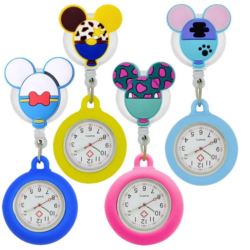 Top Trends: Wholesale Lovely Cartoon Nurse Pocket Watches Retractable PVC Silicone Reloj For Hospital Medical Women Men Badge Reel Shoppable Styles