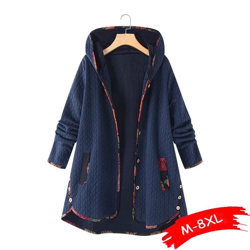 Top Trends: Large Size 6XL 7XL 8XL Winter Cotton Jacket Women Vintage Casual Loose Oversize Hooded Coat Thick Warm Winter Outwear Overcoat Shoppable Styles