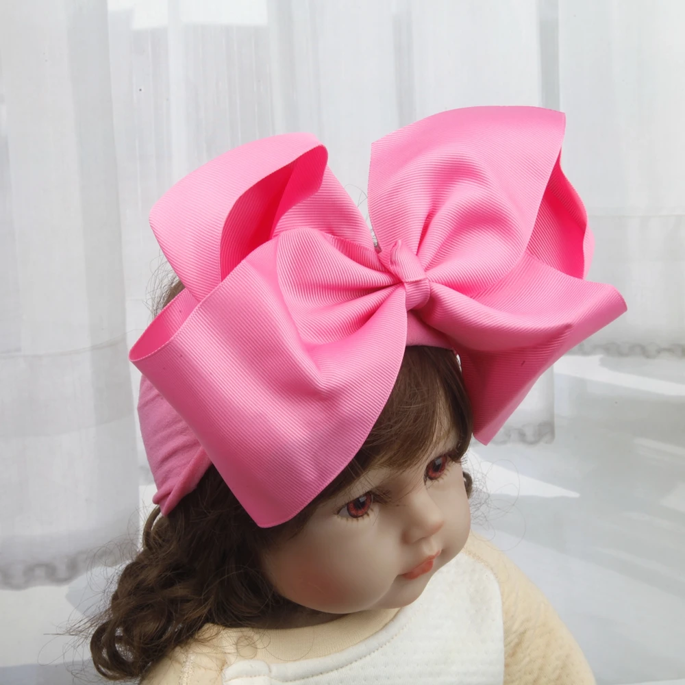 Top Trends: 8inch Bows Nylon Headbands For Baby Girls Kids Soft Bows Knot Turban Hair Bands Baby Hair Accessories Children Headwear Shoppable Styles - Image 4