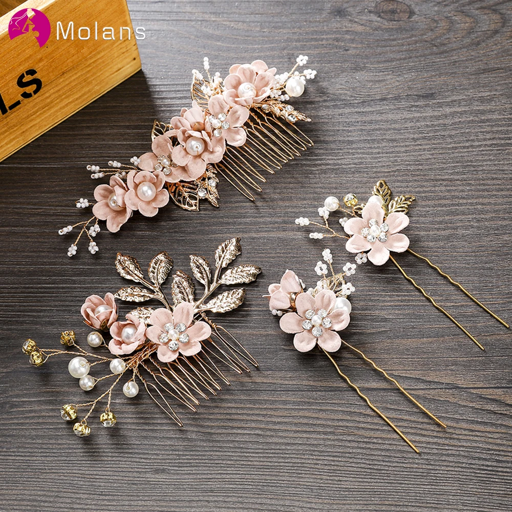 Top Trends: MOLANS Luxury Hairpin For Women Hair Combs Headdress Prom Bridal Wedding Crown Elegant Hair Accessories Gold Leaves Headwear 1PC Shoppable Styles