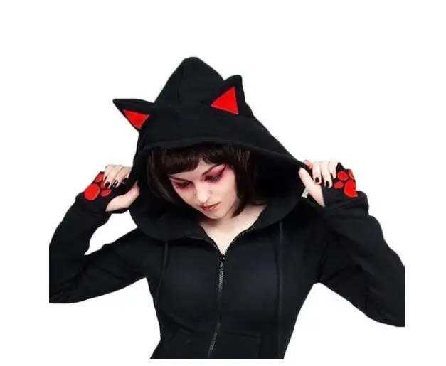 Top Trends: Holloween Party Women Sweatshirt Harajuku Casual Female Long Sleeve Hoody Cat Ear Printed Hoodies Tracksuit Jumper Outerwear Shoppable Styles