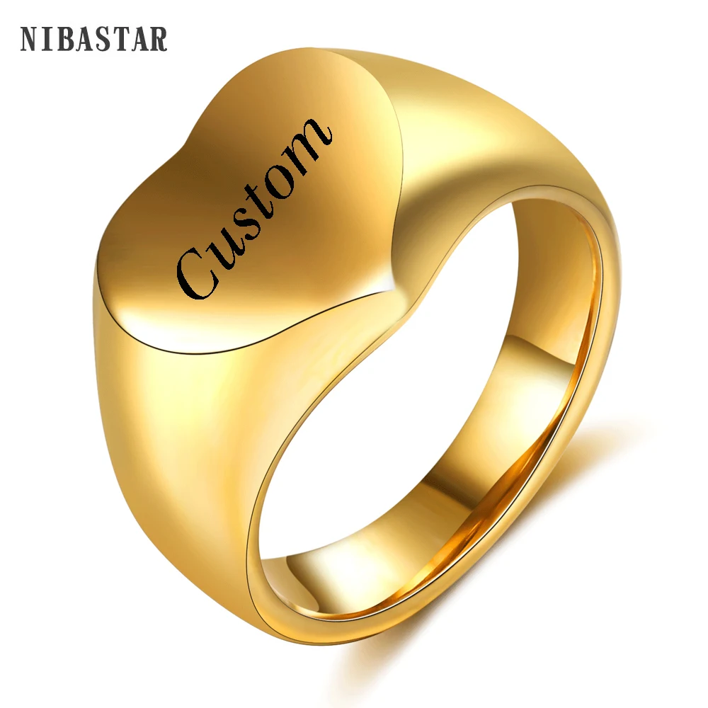 Top Trends: Custom Name Heart Rings For Women Men Personalized Engagement Jewelry Gold Color Stainless Steel Ring Lover Marry Wedding Gift Shoppable Styles