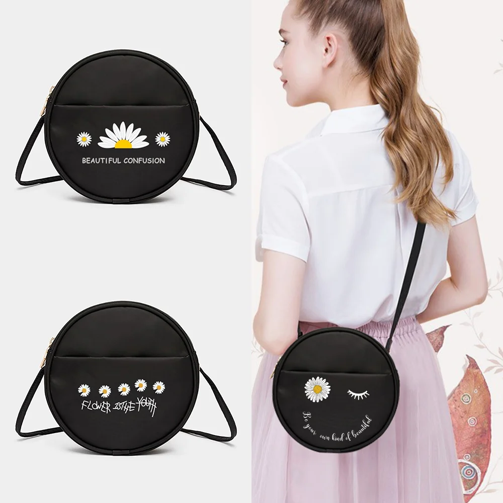 Top Trends: Daisy Pattern Womens' Messenger Bag Mini Round Handbag Wallets Bag Makeup Finishing Ladie Crossbody Casual Inclined Shoulder Bag Shoppable Styles