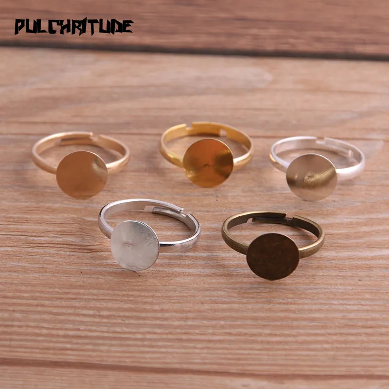 Top Trends: 10pcs / lot Fashion Simple 5 Color 10mm Adjustable Ring Bases Cabochon Blank DIY Rings Shoppable Styles