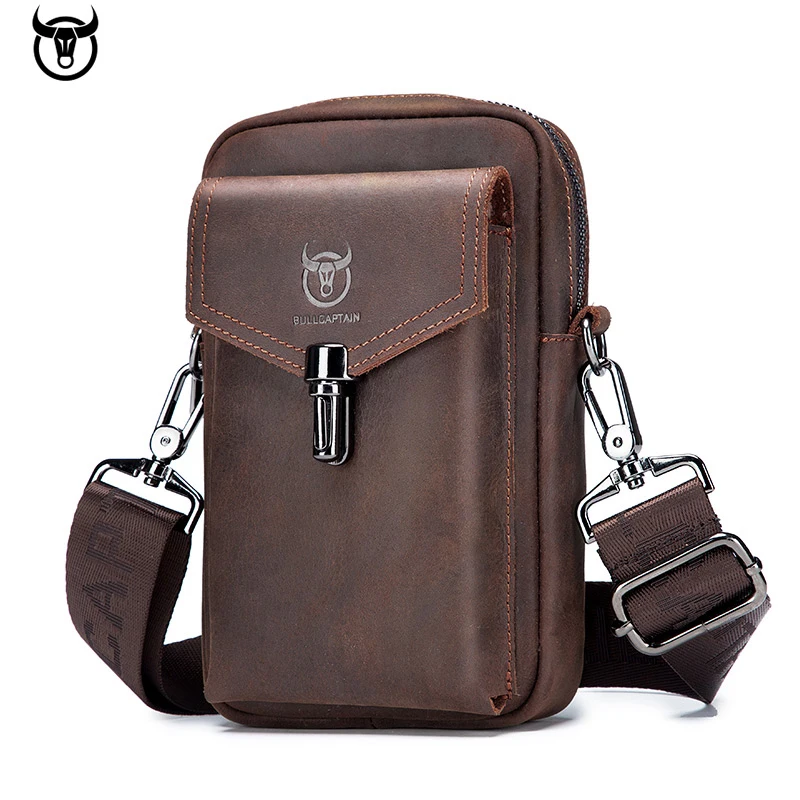 Top Trends: Cow Leather Mobile Phone Bag Genuine Leather Men&#039;s Casual Belt Waist Bag Trend Multi-Function Shoulder Messenger Bag Shoppable Styles