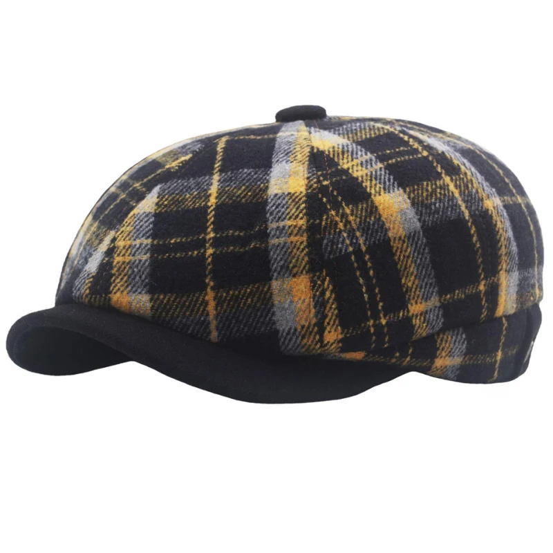 Top Trends: HT3971 Berets Autumn Winter Hats For Men Women Vintage Plaid Octagonal Newsboy Cap Retro Artist Painter Wool Beret Hat Beret Cap Shoppable Styles