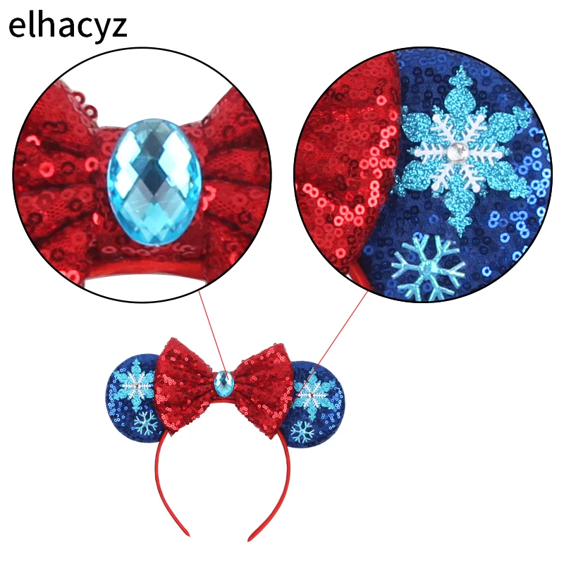 Top Trends: 10Pcs / Lot Wholesale Glitter Snowflake Mouse Ears Headband Festival Hairband Girl Princess Head Wear Women Party Hair Accessories Shoppable Styles - Image 3