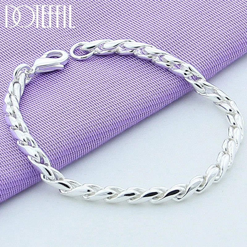 Top Trends: DOTEFFIL 925 Sterling Silver 24K Gold Bracelets 4mm Snake Chain Screw Fits European Charm 20cm DIY Fashion Jewelry Women Gift Shoppable Styles