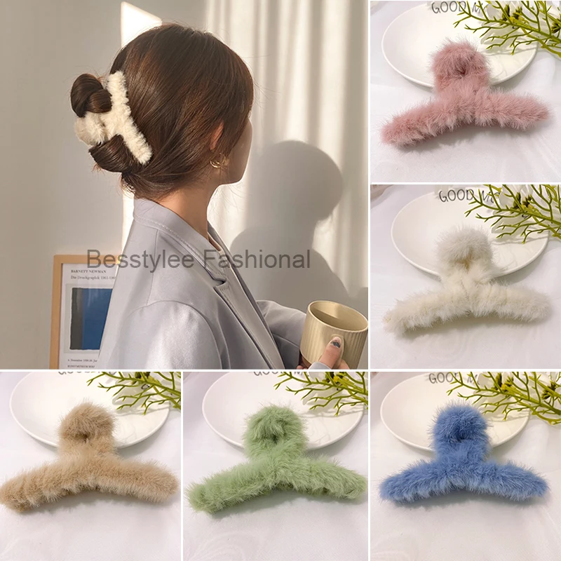 Top Trends: New Soft Plush Hair Claws Women Cute Colorful Claw Clips Winter Sweet Hair Clips Headwear Hairpin Fashion Girls Hair Accessories Shoppable Styles