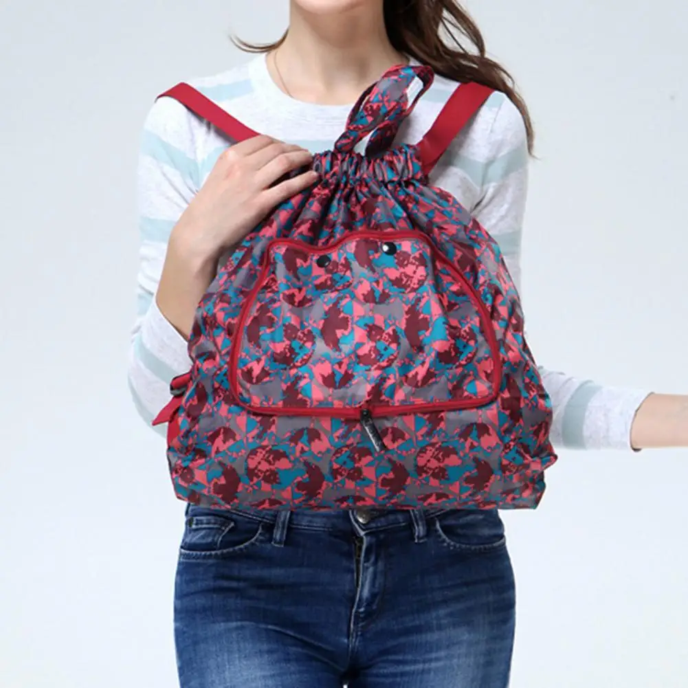 Top Trends: Hot Sales Foldable Flower Printing Nylon Drawcord Waterproof Large Capacity Shopping Backpack Women's Leisure Portable Travel Shoppable Styles - Image 2