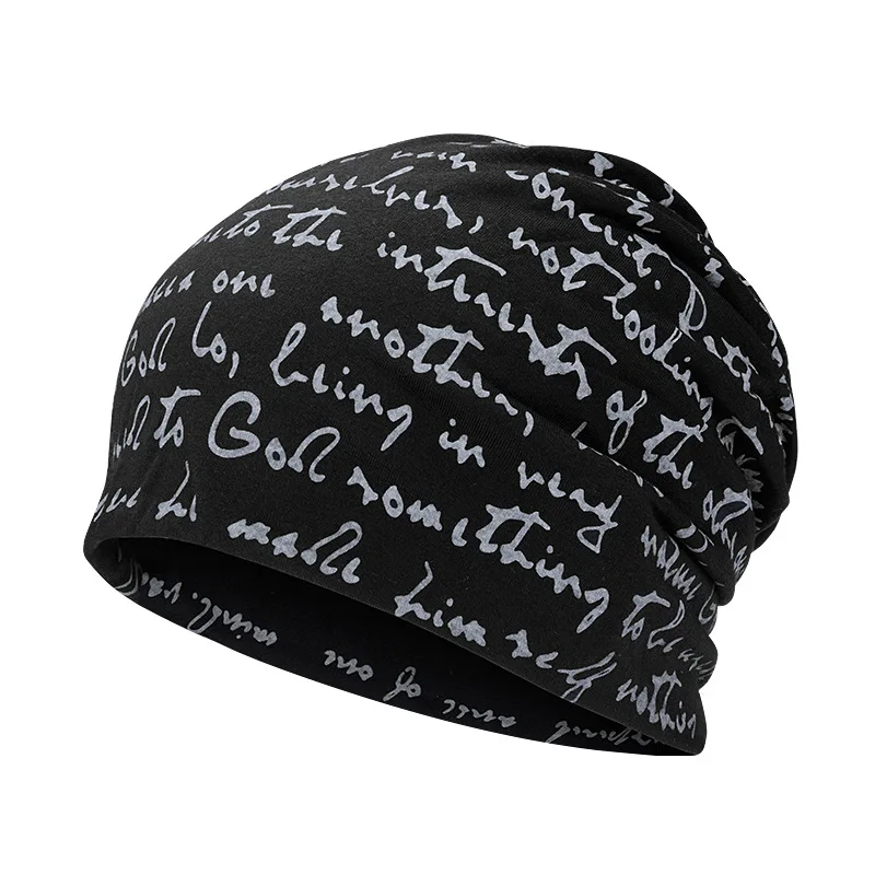 Top Trends: Hip Hop Skullies Beanies Letter Print Men's Goth Bonnet Hat Cap Thin Autumn Streetwear Women's Cotton Winter Nightcap Head Wrap Shoppable Styles