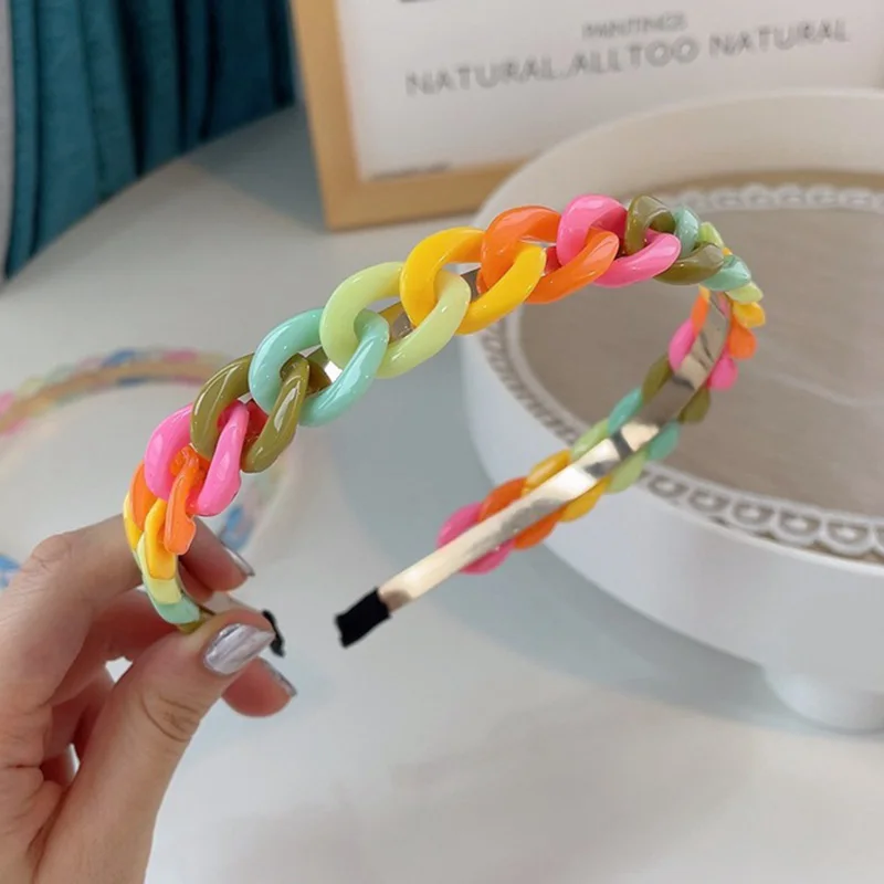 Top Trends: Tie Dye Chain Acetic AcidTwisted Braid Hairband Acrylic Headband For Women Girls Hair Accessories Shoppable Styles