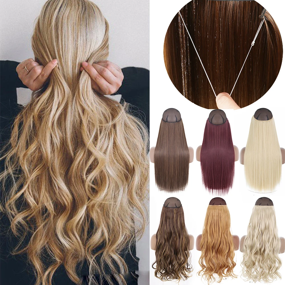 Top Trends: MERISIHAIR Synthetic No Clip Wave Hair Extensions Hidden Secret False Hairpiece One Piece Fish Line Fake Hair Piece Shoppable Styles