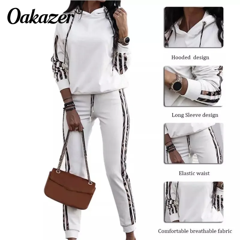 Top Trends: Oakazer Spring Autumn Tracksuit Women Two Piece Set Hooded Long Sleeve Sweatshirt Top+ Pants Leisure Sports Suit Casual Outfits Shoppable Styles