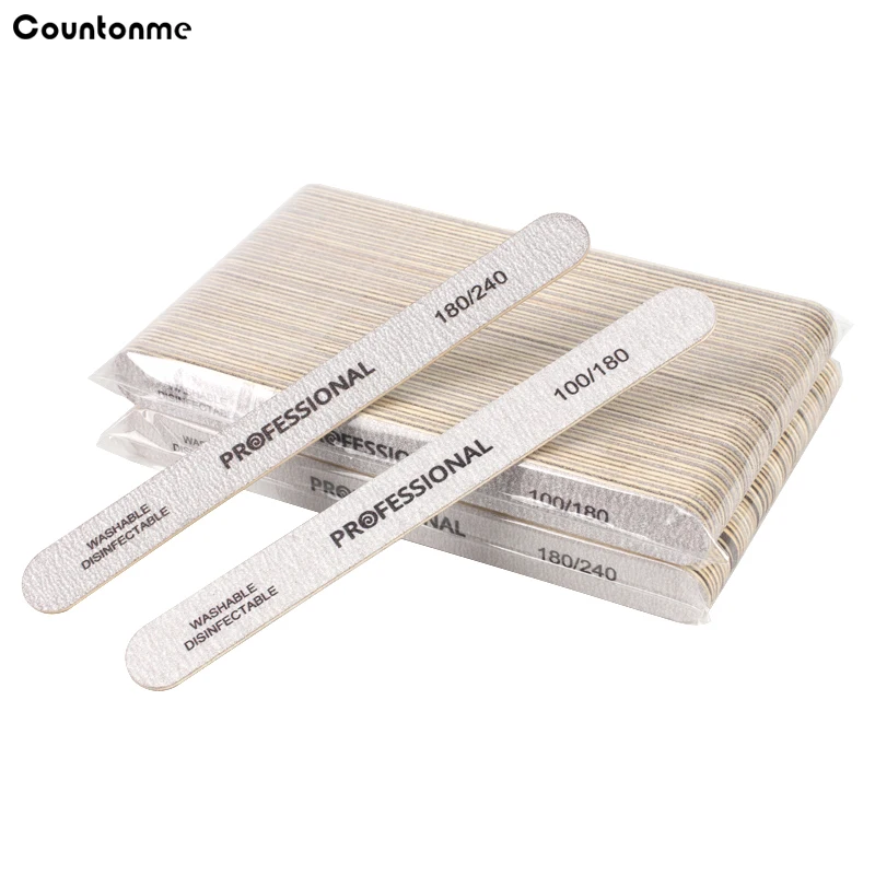 Top Trends: 50Pcs / 100Pcs Wooden Nail File Strong Thick Stick 100 / 180 Wood Buffers File 180 / 240 Grit Emery Board Manicure Acrylic Nail Supply Shoppable Styles