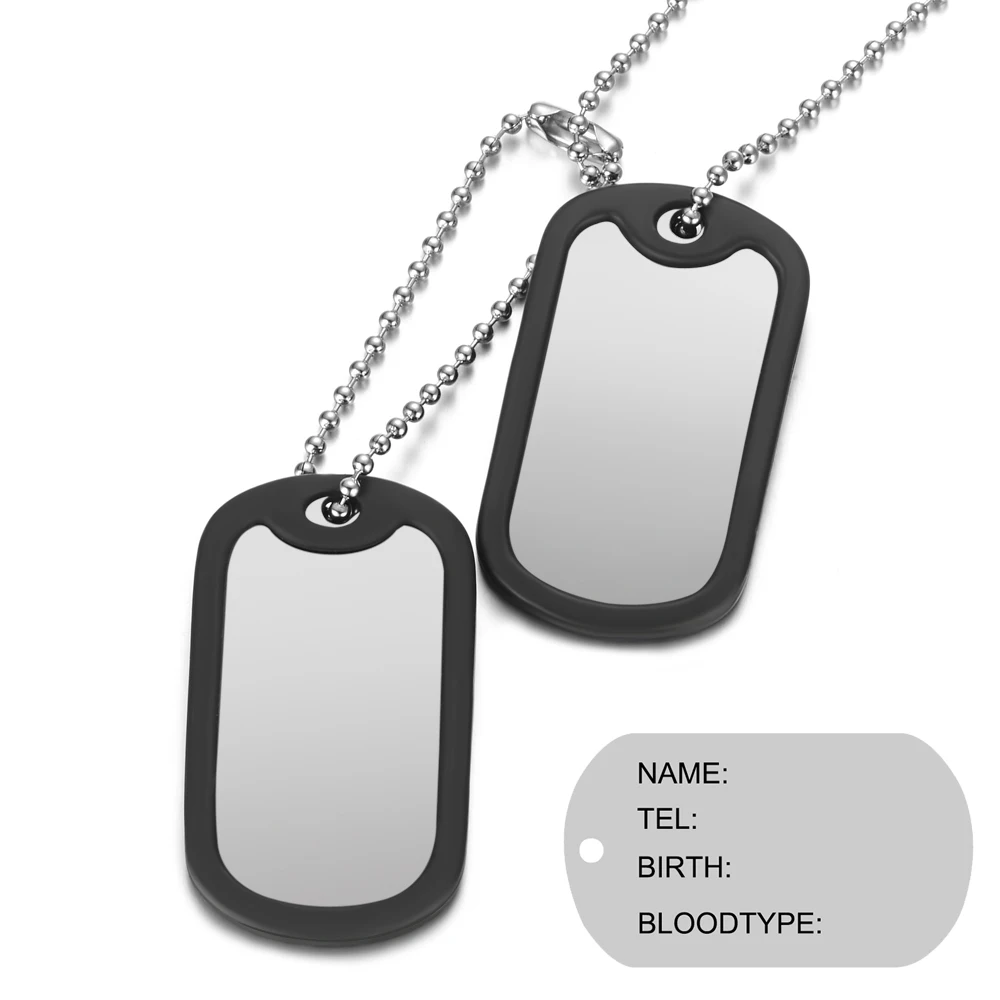 Top Trends: Customized Photo Family Name Necklace Military Army 2 Dog Tags Stainless Steel ID Tags With Black Silicone Silencers SL-114 Shoppable Styles