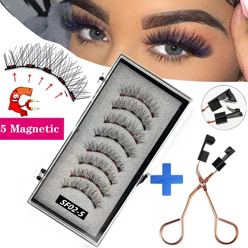 Top Trends: 2 Pairs Of 8 Pieces Of 5 Magnet False Eyelashes 3D Mink False Eyelashes Natural Soft Magnetic Eyelash Makeup Tool Shoppable Styles