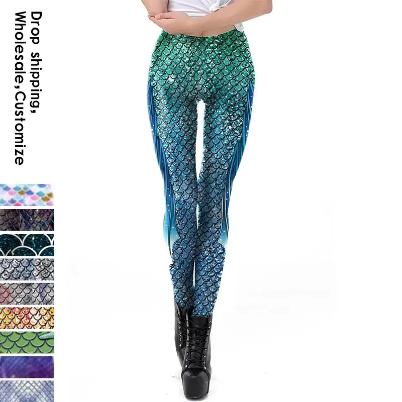 Top Trends: NADANBAO New Galaxy Leggings Women Sexy Mermaid Legging Fish Scale Leggins Fitness Colorful Elasticity Legins Shoppable Styles