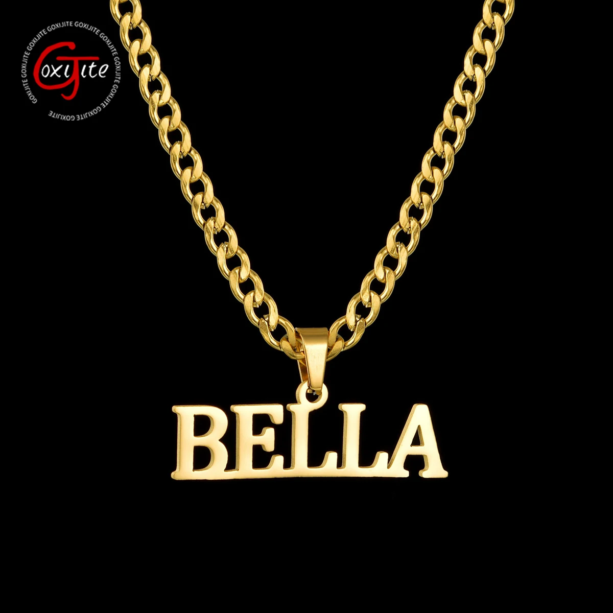 Top Trends: Goxijite Custom Big Name Necklace For Men Women Personalized Initial Letter Nameplate Pendant Cuban Chain Necklaces Handmade Shoppable Styles