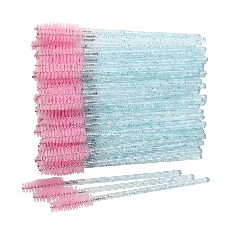 Top Trends: 50 Pcs Cosmetic Eyelash Brush Crystal Mascara Wands Applicator Diamond Eyelashes Brushes Disposable Make Up Brushes Tools Shoppable Styles