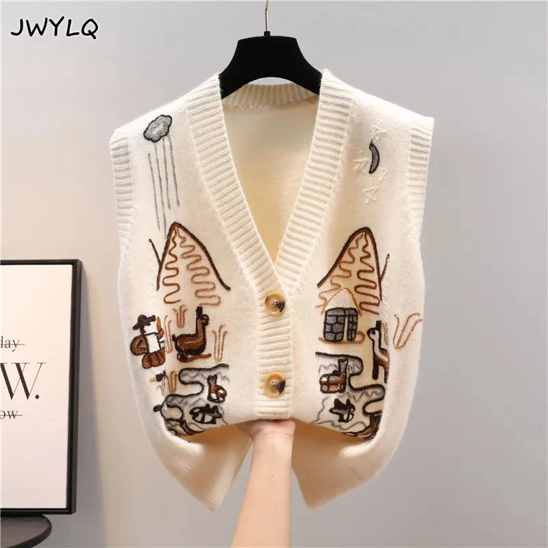 Top Trends: Autumn Sweater Knitted Vest Korean Top For Women Clothing Oversize Vintage Sleeveless Korean Fashion Harajuku V-neck Cardigans Shoppable Styles