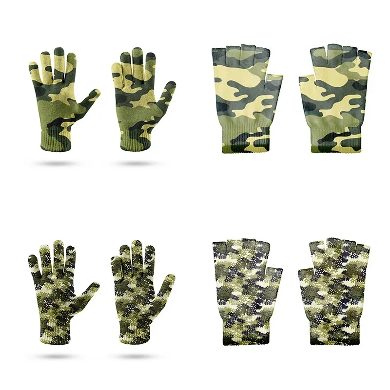 Top Trends: Half-Finger Gloves Camouflage Pattern Print Full Finger Gloves Men's Women's Outdoor Garden Work Gloves Cycling Fishing Gloves Shoppable Styles