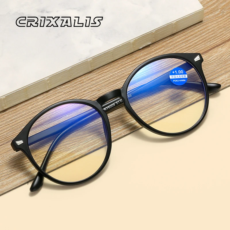 Top Trends: CRIXALIS Retro Anti Blue Light Reading Glasses Ladies Round Fashion Presbyopia Eyeglasses Women Computer Prescription Eyewear Shoppable Styles