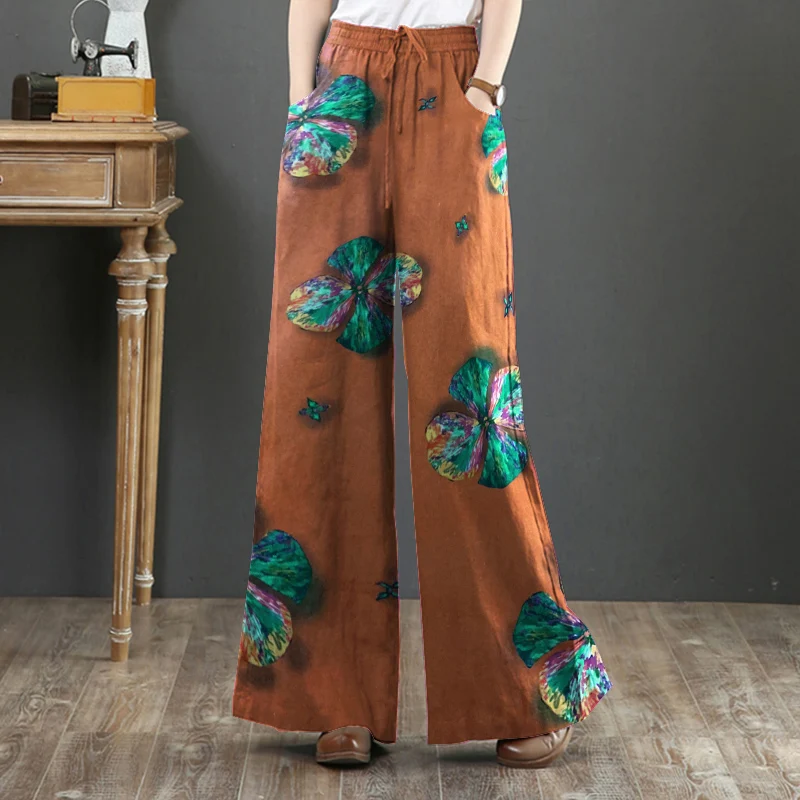 Top Trends: ZANZEA Women's Elastic Waist Long Trousers 2023 Vintage Printed Wide Leg Pants Autumn Pantalon Casual Palazzo Turnip 7 Shoppable Styles - Image 2