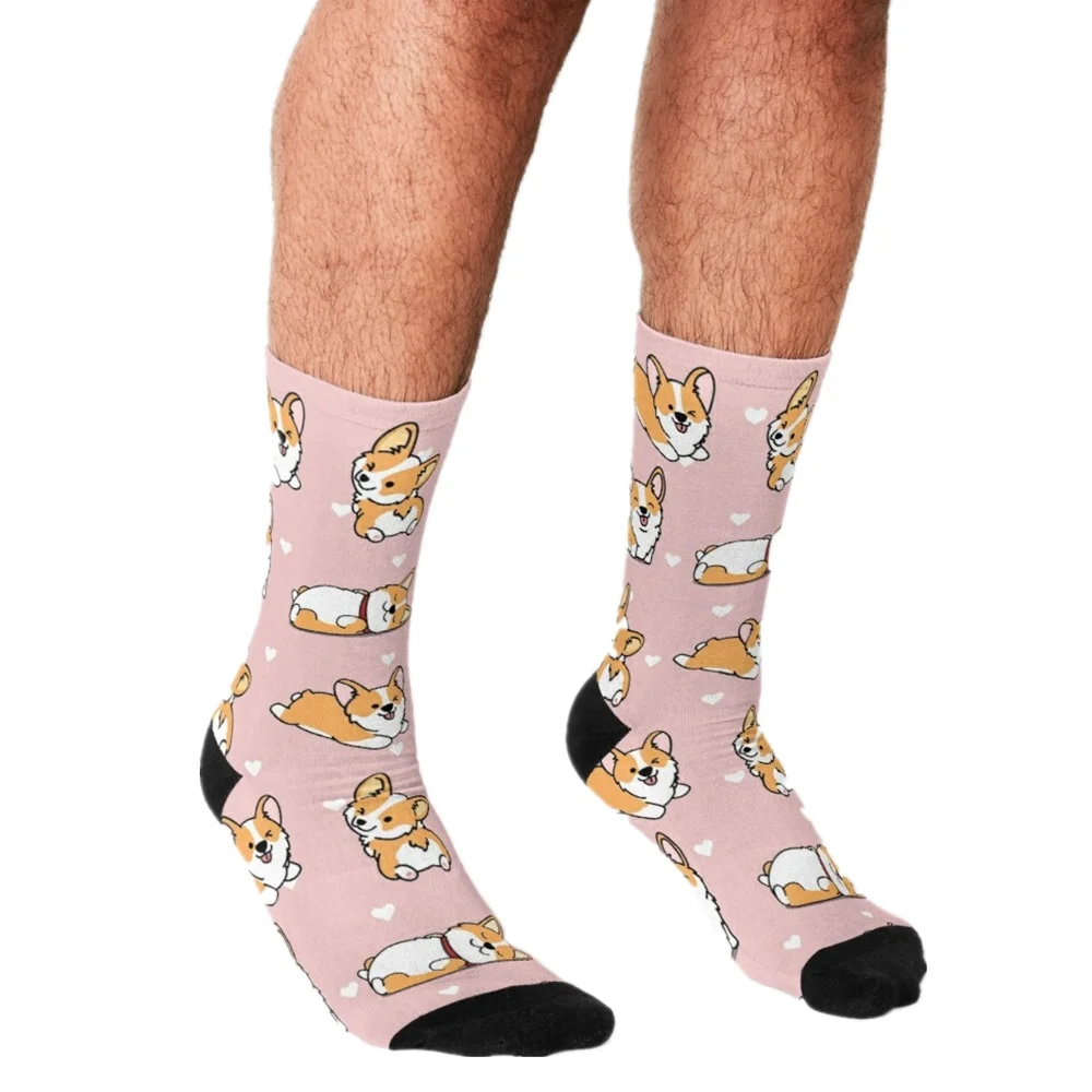 Top Trends: Men Socks Harajuku Kawaii Corgi Cartoon Printed Personality Happy Hip Hop Novelty Skateboard Crew Casual Crazy Funny Socks Shoppable Styles