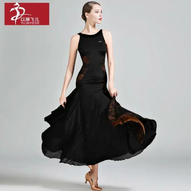 Top Trends: NEW Ladies Latin Ballroom Modern Tango Waltz Dance Dress Long Lace Dress #S9022 Shoppable Styles