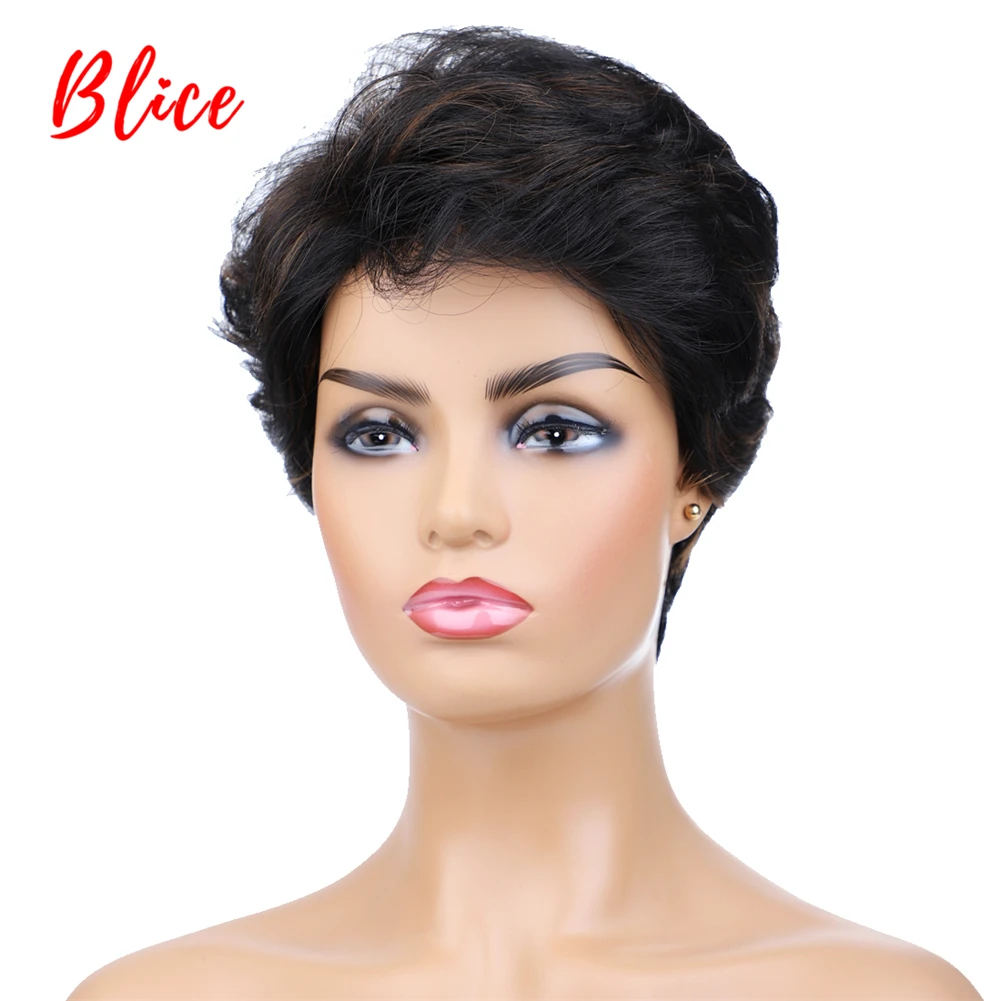 Top Trends: Blice Synthetic Hair Mix Color Short Straight Wavy For Women Heat Resistant Kanekalon Wig P1B / 30 Daily Wigs Shoppable Styles