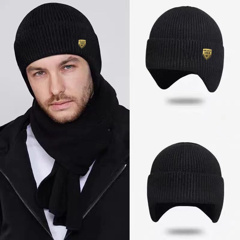 Top Trends: Simple Winter Earmuff Cap Men's Outdoor Knitted Hat Women's Korean Warm Beanies Skull Hat Windproof Earflaps Bonnet Hats Shoppable Styles - Image 2