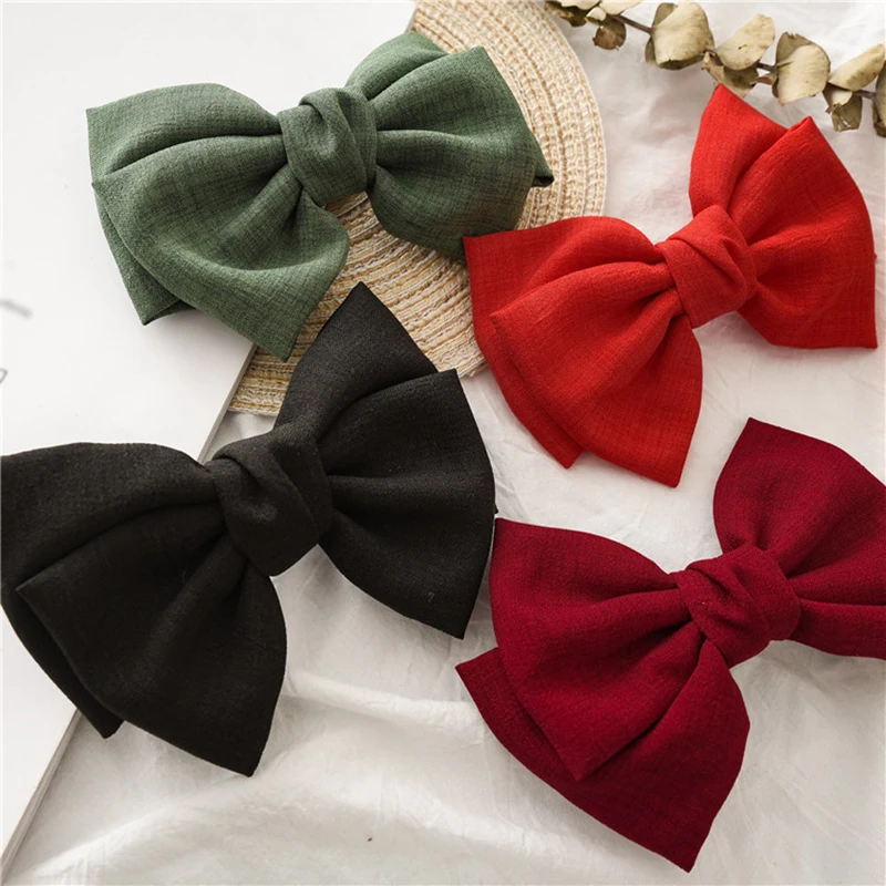 Top Trends: Girls New Oversized Bow Knot Hairgrips Linen Barrette Hair Clip Ponytail Women Elegant Headwear Hairpins Hair Red White Acessory Shoppable Styles