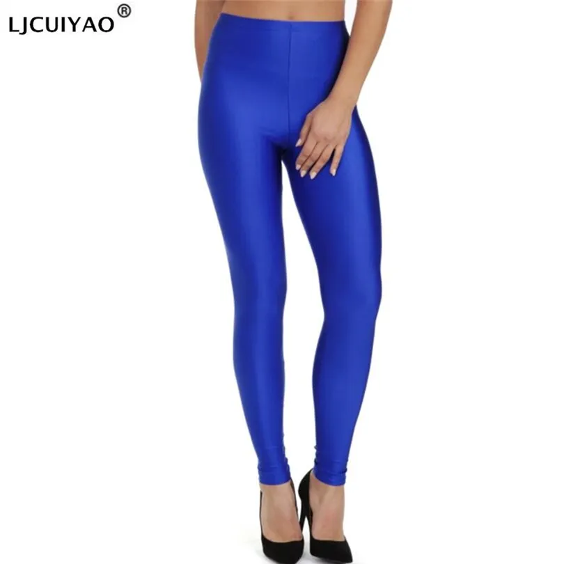 Top Trends: LJCUIYAO Women Solid Color Fluorescent Shiny Pant Leggings Spandex Shinny Elasticity Casual Trousers Girl Elastic High Waist Shoppable Styles