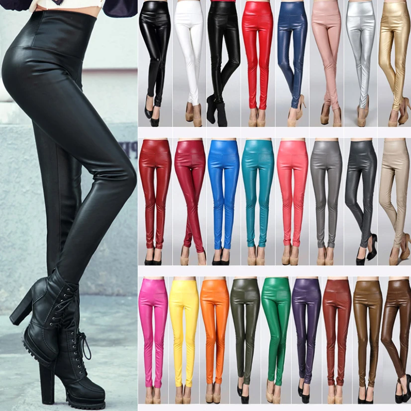 Top Trends: Women Sexy Faux Leather Leggings High Waist PU Fleece Female Plus Size Trousers Winter Pants Ladies Leggins Multicolor Fashion Shoppable Styles - Image 2