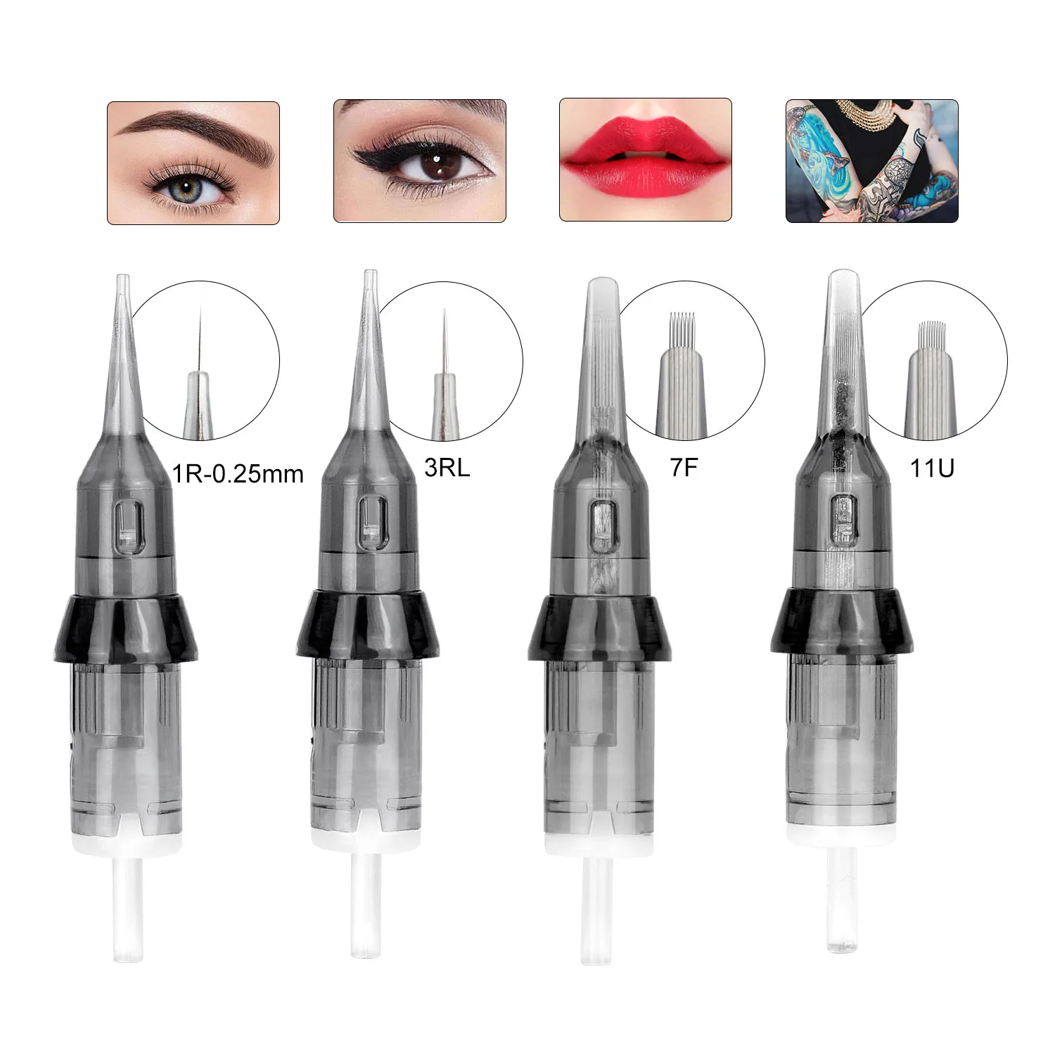 Top Trends: 10PCS Newest Tattoo Needles Eyebrow Permanent Makeup Tattoo Cartridge 1R 0.16MM 3RL 11U For Lip Fit Universal Tattoo Machine Pen Shoppable Styles