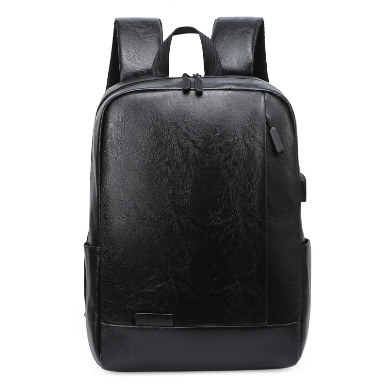 Top Trends: 2021 Fashion Men PU Leather Backpack 15.6 Inch Men School Laptop Backpacks Water Repellent Travel 20L Multi USB Charger Male Shoppable Styles