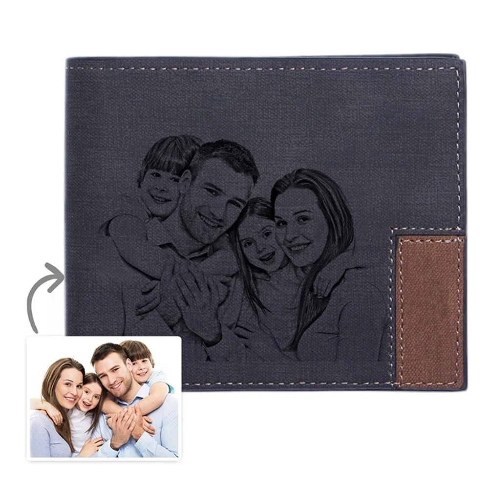 Top Trends: Custom Wallet Picture Wallet Engraved Wallets For Men Bifold Custom Engraving Inscription Picture High Quality PU Leather Walle Shoppable Styles